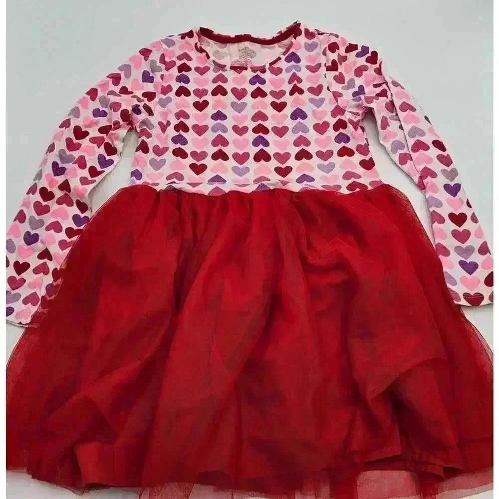 Isaac Mizrahi Girl's Size 10/12 Red Girly Heart Patterned Tutu Valentine's Dress